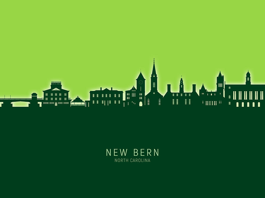 New Bern North Carolina Skyline #86 Digital Art by Michael Tompsett