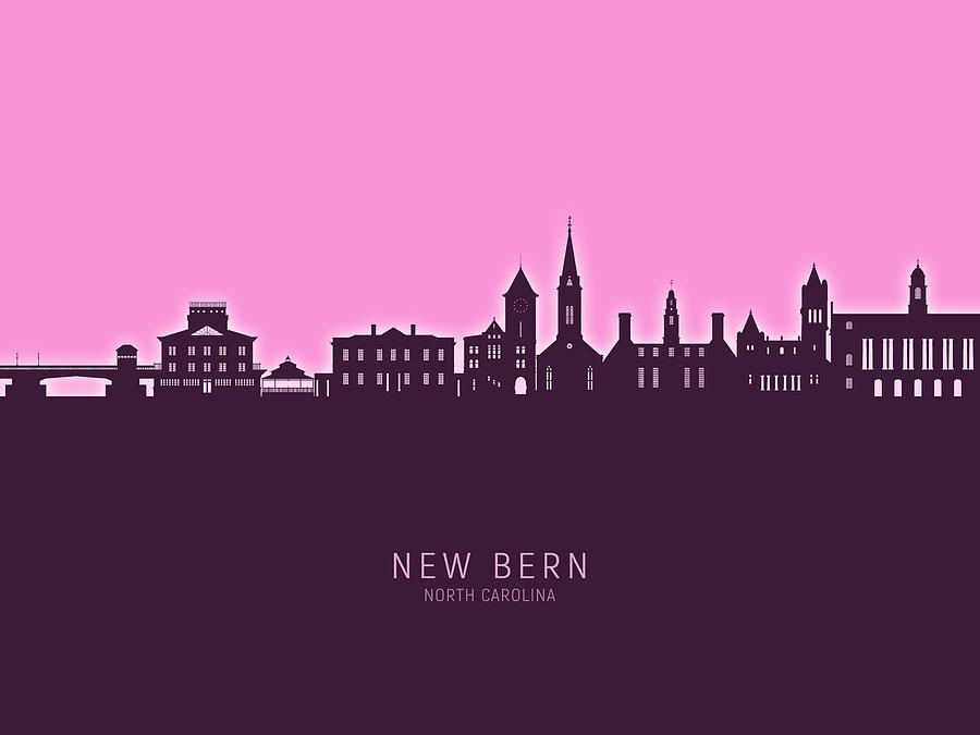 New Bern North Carolina Skyline #87 Digital Art by Michael Tompsett