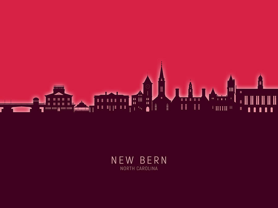 New Bern North Carolina Skyline #88 Digital Art by Michael Tompsett