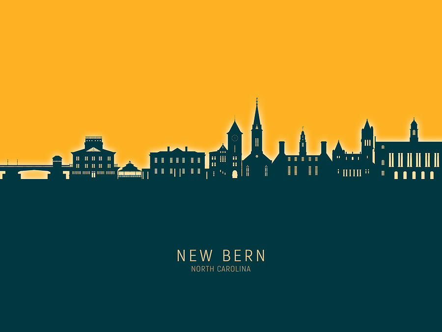 New Bern North Carolina Skyline #89 Digital Art by Michael Tompsett