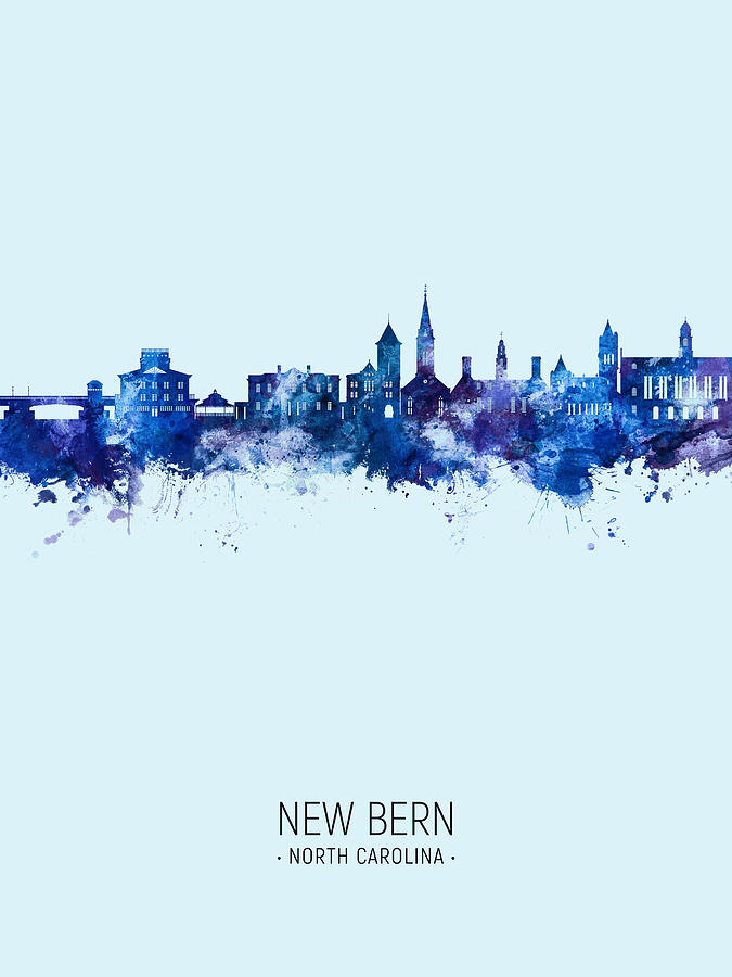 New Bern North Carolina Skyline #93 Digital Art by Michael Tompsett