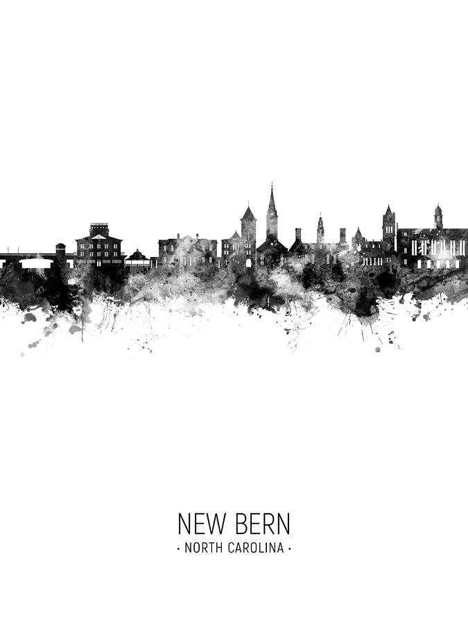 New Bern North Carolina Skyline #95 Digital Art by Michael Tompsett