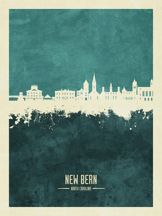 New Bern North Carolina Skyline #98 Digital Art by Michael Tompsett