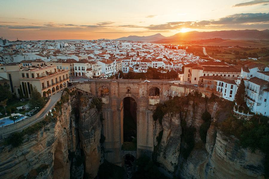 New Bridge aerial view in Ronda Photograph by Songquan Deng