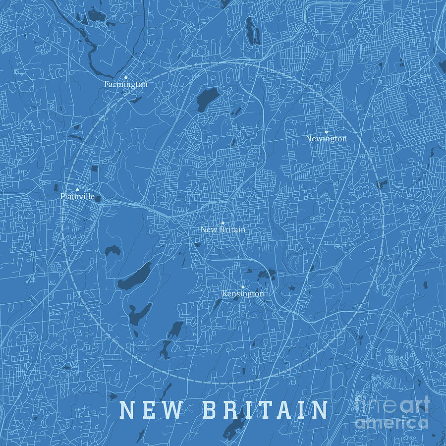 New Britain CT City Vector Road Map Blue Text Digital Art By Frank Ramspott   New Britain Ct City Vector Road Map Blue Text Frank Ramspott 