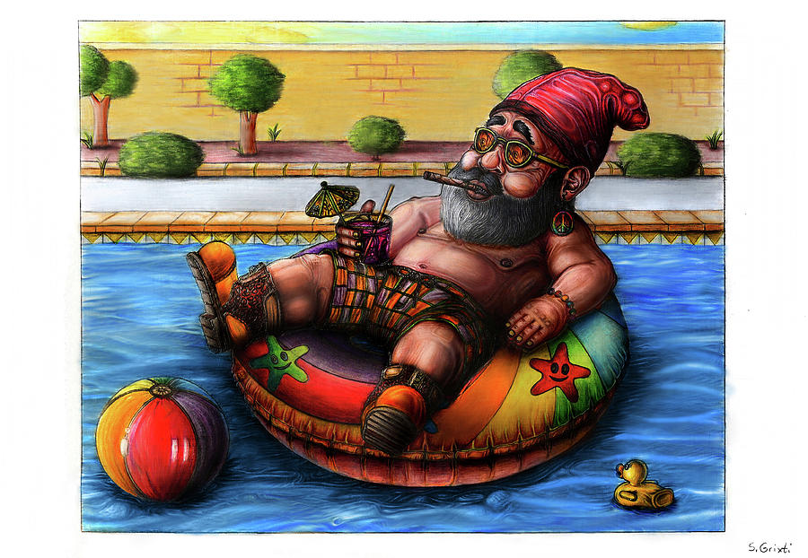New Cool Gnome in the Summer Vibes - Fantasy drawing Photograph by Stephan Grixti