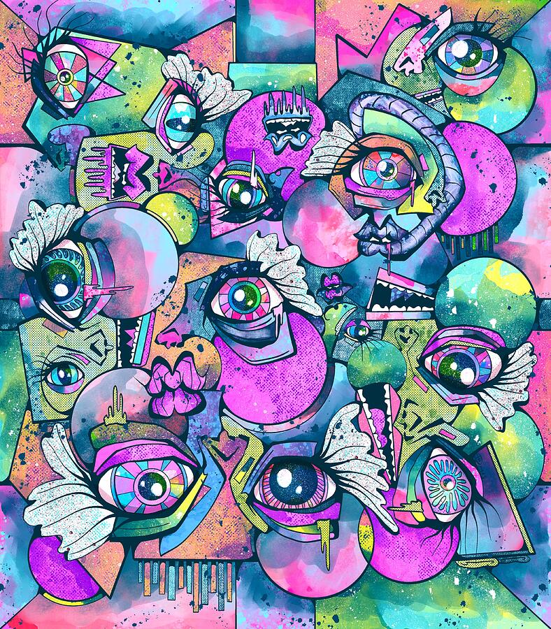 Abstract Digital Art - New Cubism Graffiti Pop Art by Hollie Day Abstract Digital Art - New Cubism Graffiti Pop Art by Hollie Day