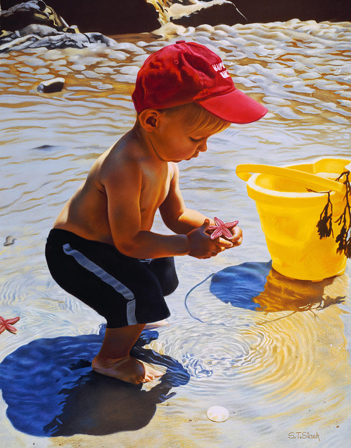 Seashore Painting - New Discoveries by Tom Sierak Seashore Painting - New Discoveries by Tom Sierak