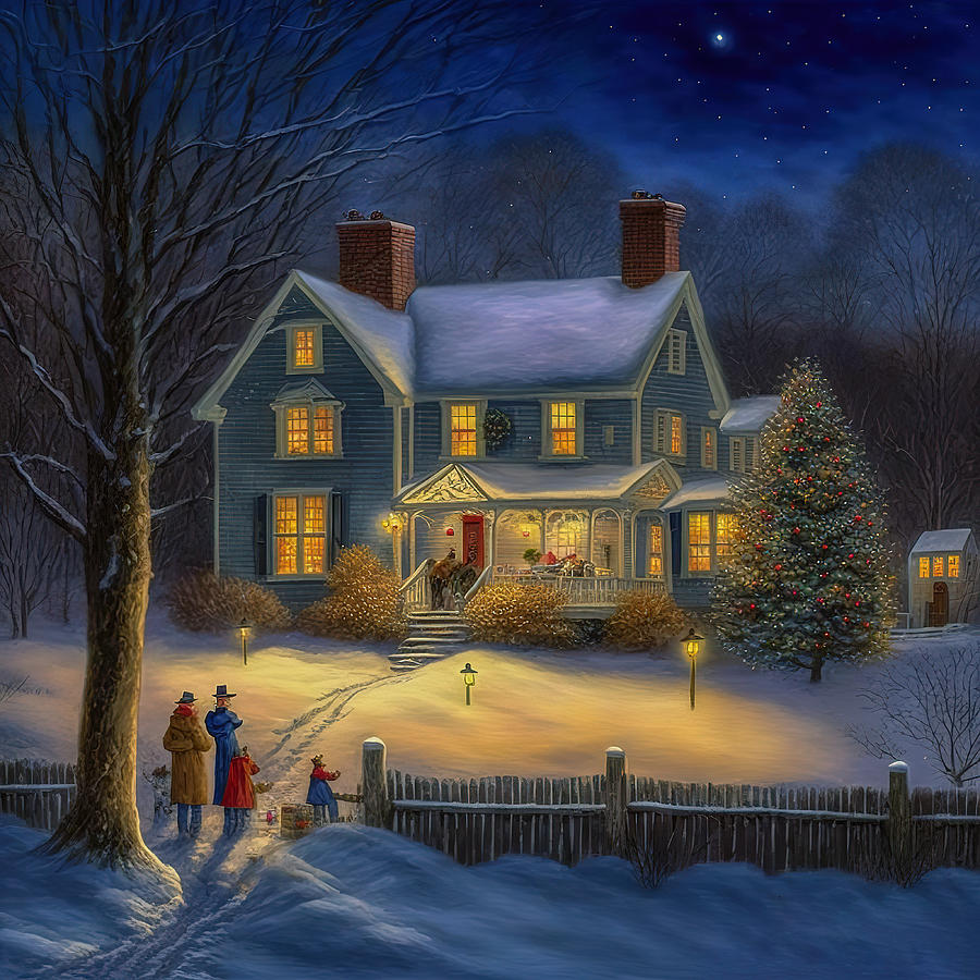 New England Christmas Homecoming Digital Art by Wes and Dotty Weber