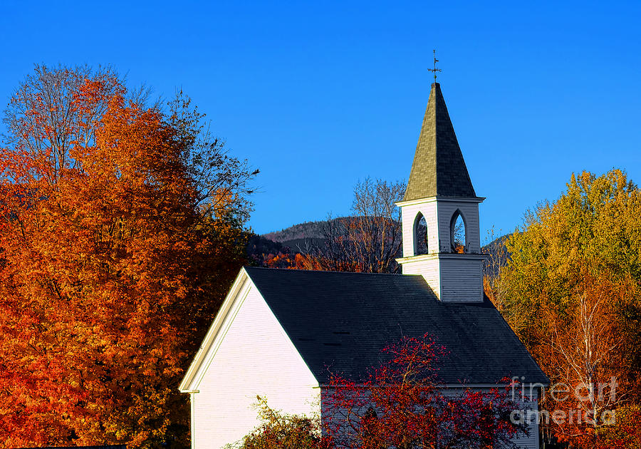 New England Church in Autumn Photograph by Olivier Le Queinec