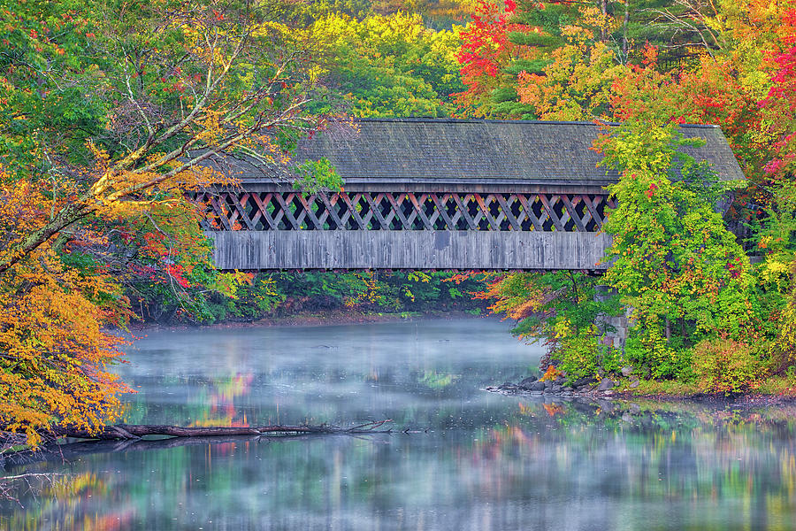 New England Fall Foliage at the Henniker Covered Bridge  Photograph by Juergen Roth