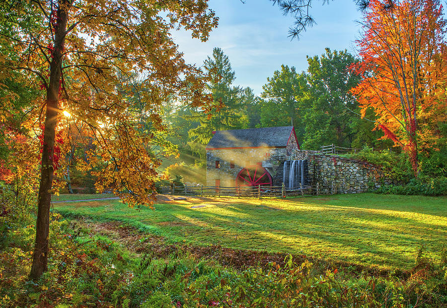 New England Fall Foliage at the Wayside Inn Grist Mill Photograph by Juergen Roth