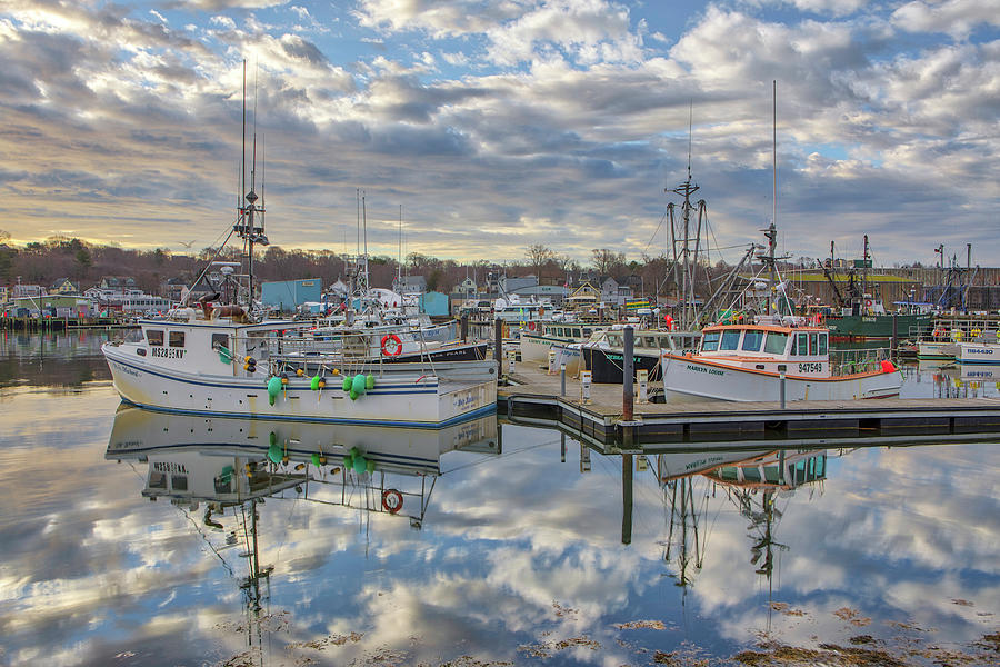 New England harbor scenery at Gloucester Jodrey State Fish Pier Photograph by Juergen Roth