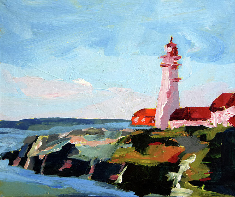 New England Lighthouse Painting by Fine Art by Alexandra