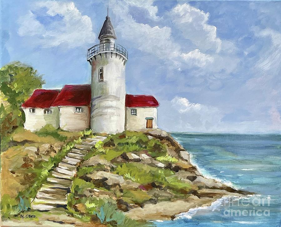 New England Lighthouse Painting by Mafalda Cento