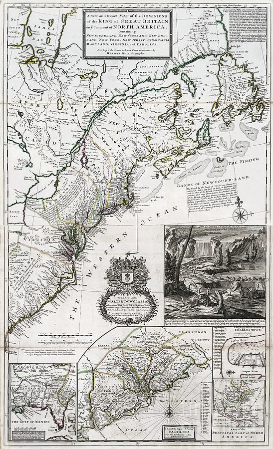 New England Map, 1732 Drawing by Herman Moll