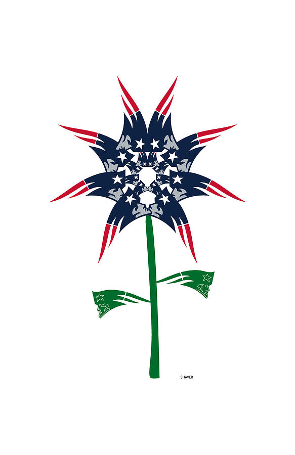New England Patriots - NFL Football Team Logo Flower Art Digital Art by Steven Shaver