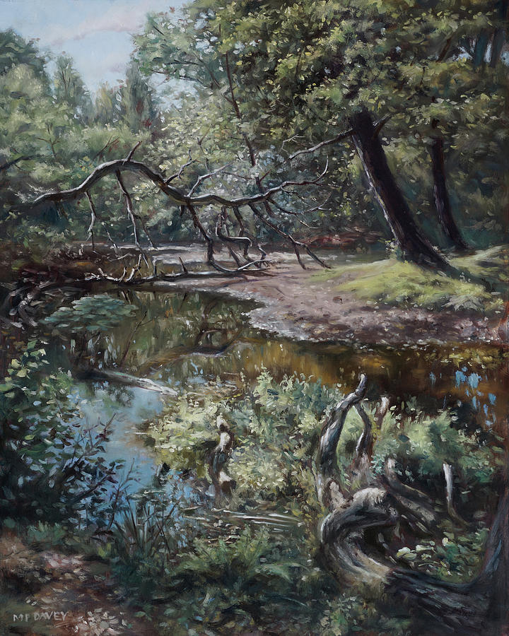 New Forest Blackwater stream Hampshire Painting by Martin Davey