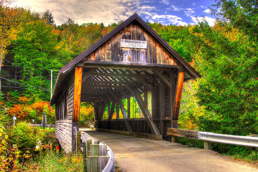 Fall Photograph - New Hampshire Covered Bridges - Bump Covered Bridge No. 7 Over the Beebe River, Grafton County by Michael Mazaika