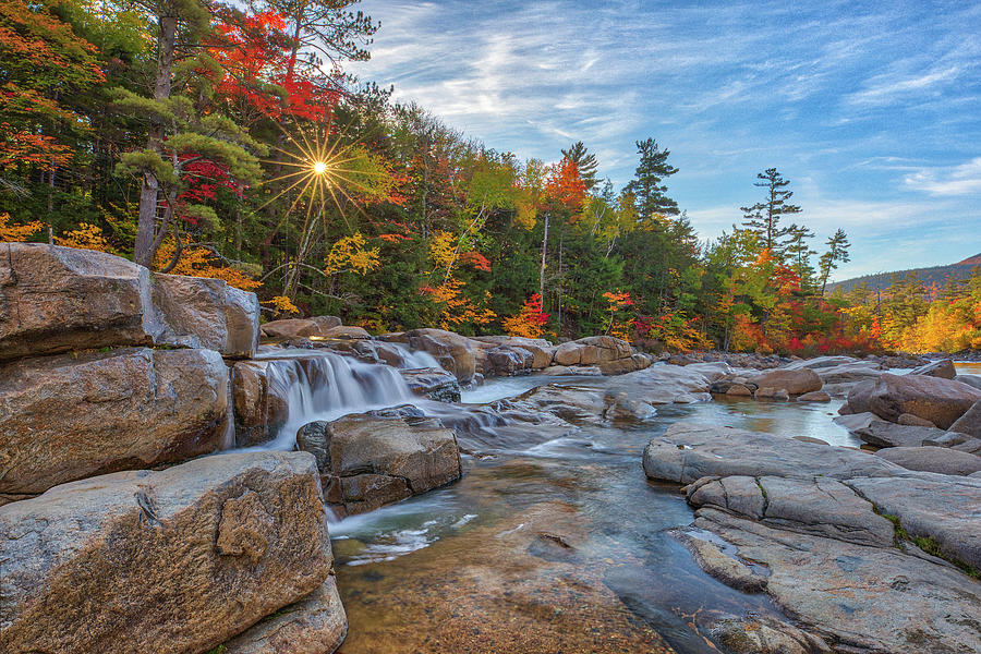 New Hampshire Fall Foliage at Lower Falls Photograph by Juergen Roth