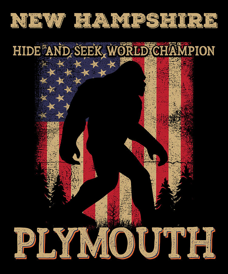 New Hampshire Plymouth Bigfoot USA Flag Sasquatch lovers Digital Art by