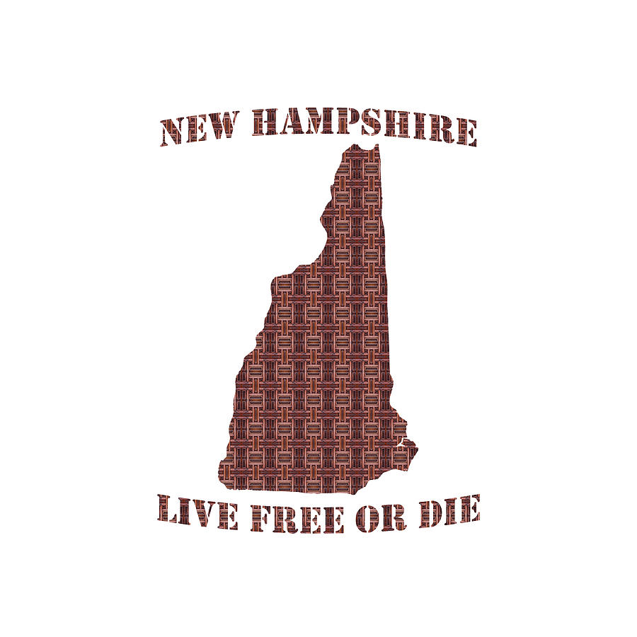 Map Digital Art - New Hampshire State Motto Woodblock by Grace Joy Carpenter