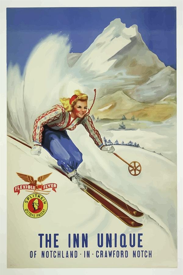 New Hampshire Vintage Travel Poster Skiing  Mixed Media by Movie Poster Prints