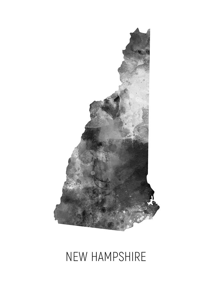 New Hampshire Watercolor Map #56 Digital Art by Michael Tompsett