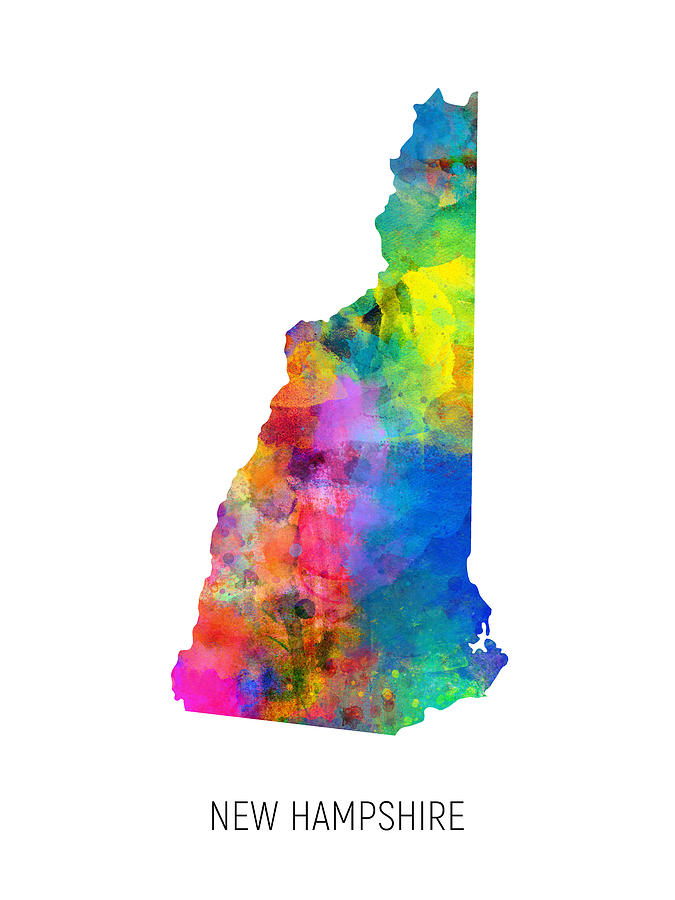 New Hampshire Watercolor Map #94 Digital Art by Michael Tompsett