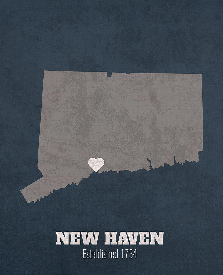 New Haven Connecticut City Map Founded 1784 University Of Connecticut Color Palette Mixed Media