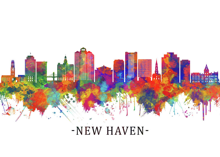 New Haven Connecticut Skyline Mixed Media By Nextway Art - Fine Art America