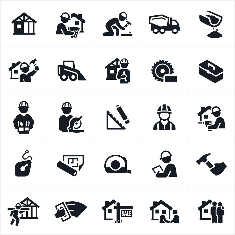 New Home Construction Icons Drawing by Appleuzr