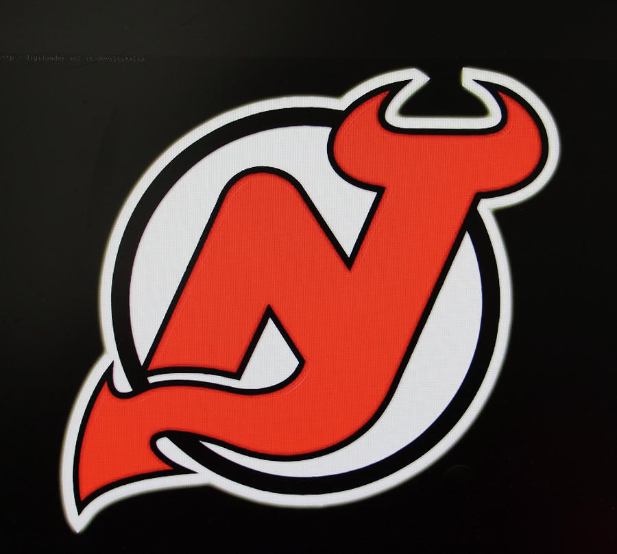 New Jersey Devils Logo - Red On Black Photograph