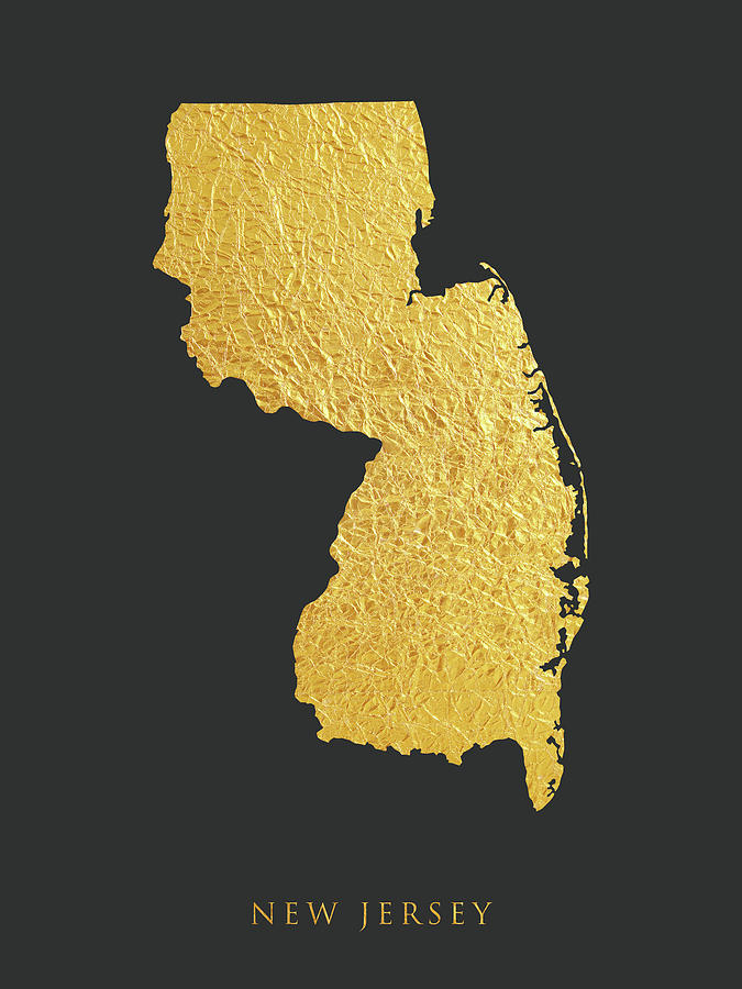 New Jersey Gold Map #04 Digital Art by Michael Tompsett