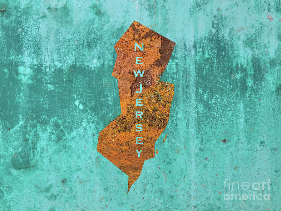 Newark Mixed Media - New Jersey Rust on Teal by Elisabeth Lucas