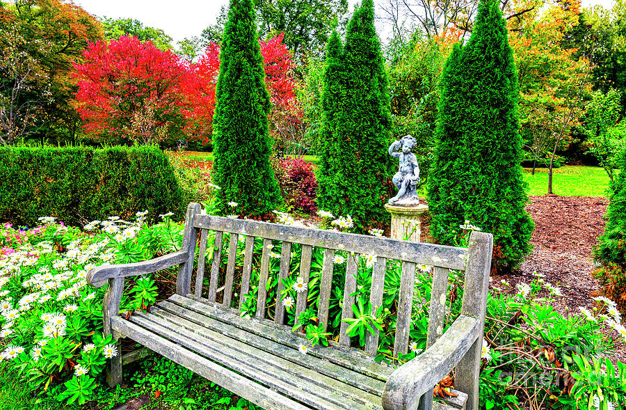 New Jersey Skylands Garden Bench Photograph by John Rizzuto