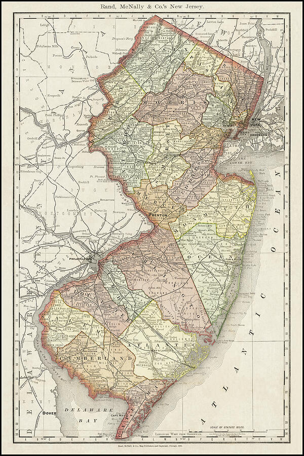 New Jersey Vintage Map 1890 Photograph by Carol Japp