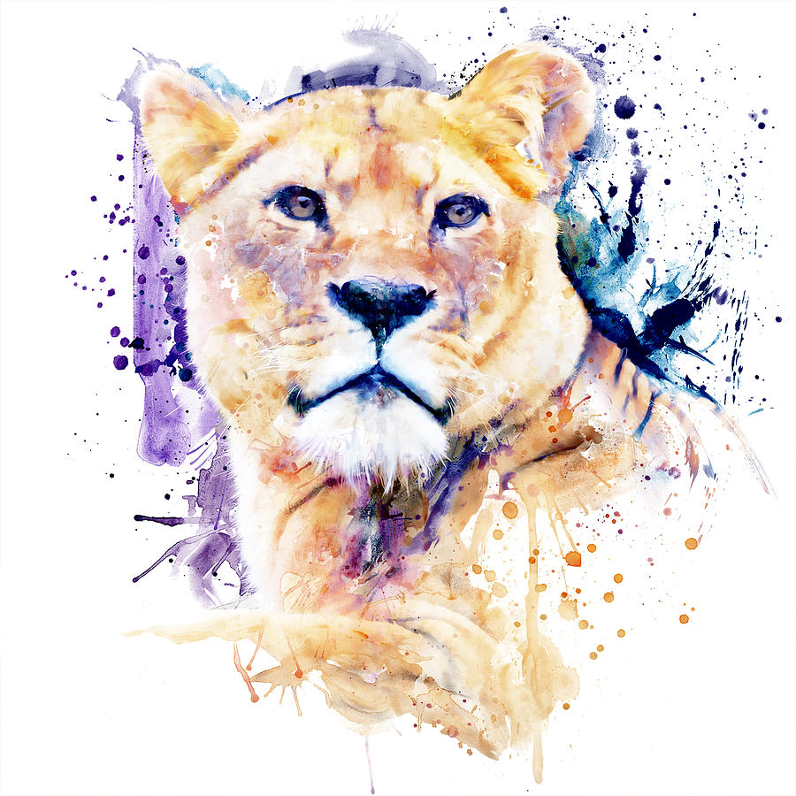 New Lioness Portrait Painting by Marian Voicu