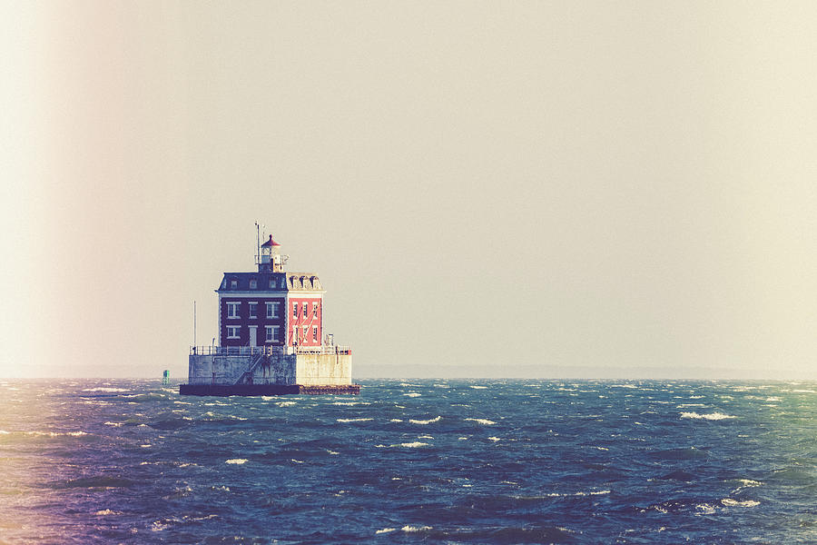 New London Ledge Lighthouse in rough seas Photograph by Kyle Lee