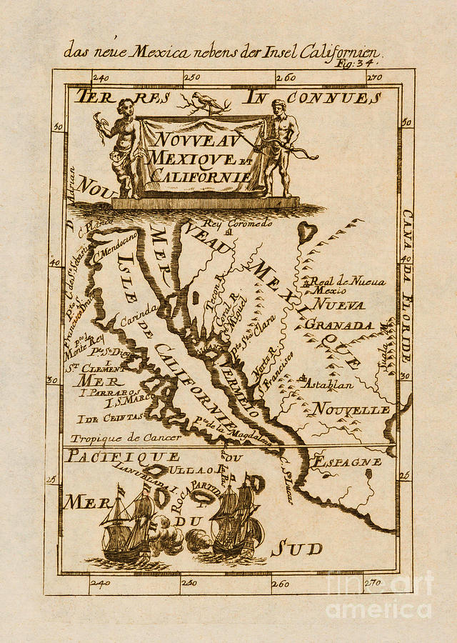 New Mexico and the Island of California 1683 Drawing by Peter Ogden