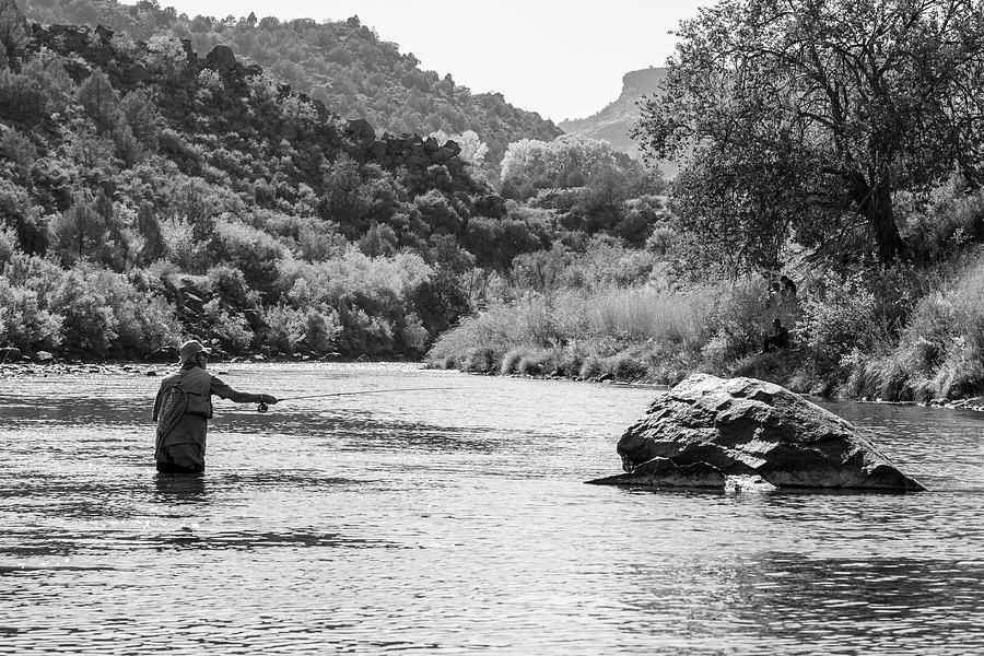 New Mexico Fly Fishing Black and White  Photograph by John McGraw
