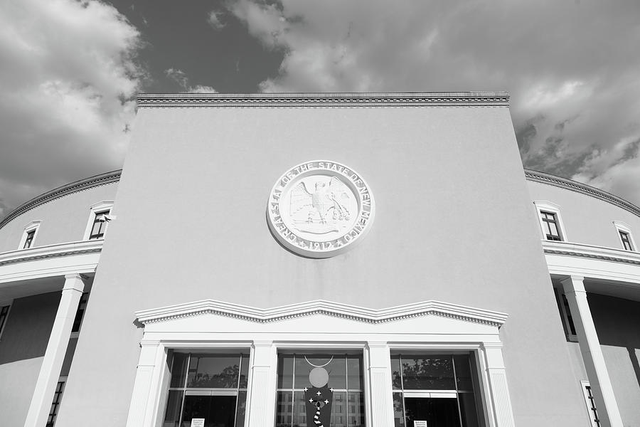 New Mexico state capitol building in Santa Fe New Mexico in black and white Photograph by Eldon McGraw