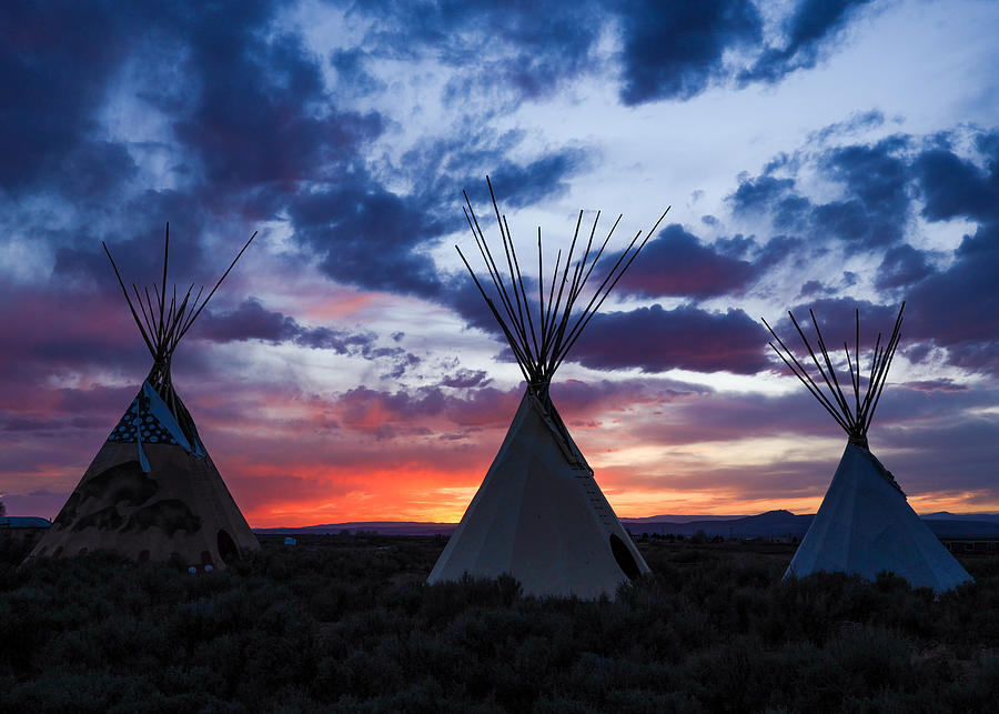 New Mexico Sunset and Tipis  Photograph by Elijah Rael