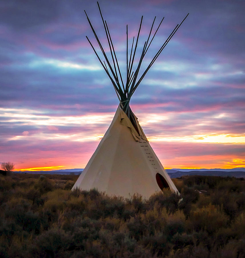 New Mexico Sunset with a Tipi Photograph by Elijah Rael
