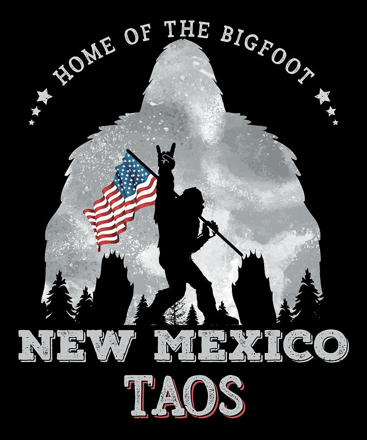 New Mexico Taos Funny Bigfoot American Flag In The Forest Sasquatch