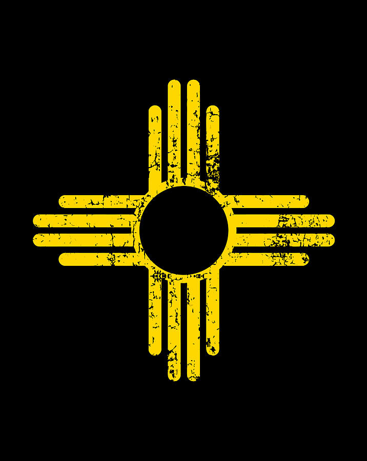 New Mexico Zia Sun Symbol Distressed Yellow Zia Sun Alone Digital Art ...