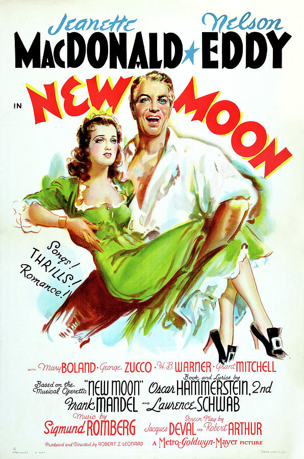 Vintage Mixed Media - New Moon, with Jeanette MacDonald and Nelson Eddy, 1940 by Movie World Posters