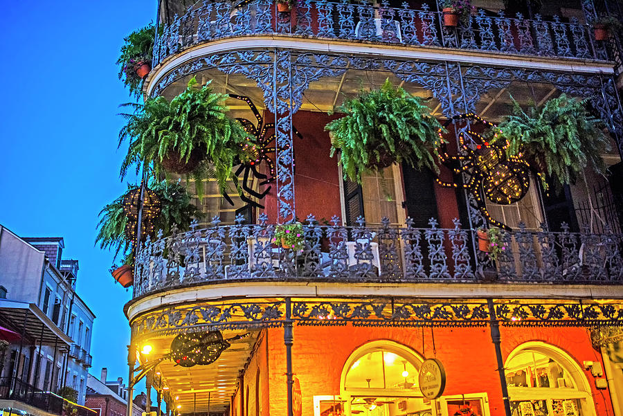 New Orleans Balcony Halloween Spiders Photograph by Toby McGuire