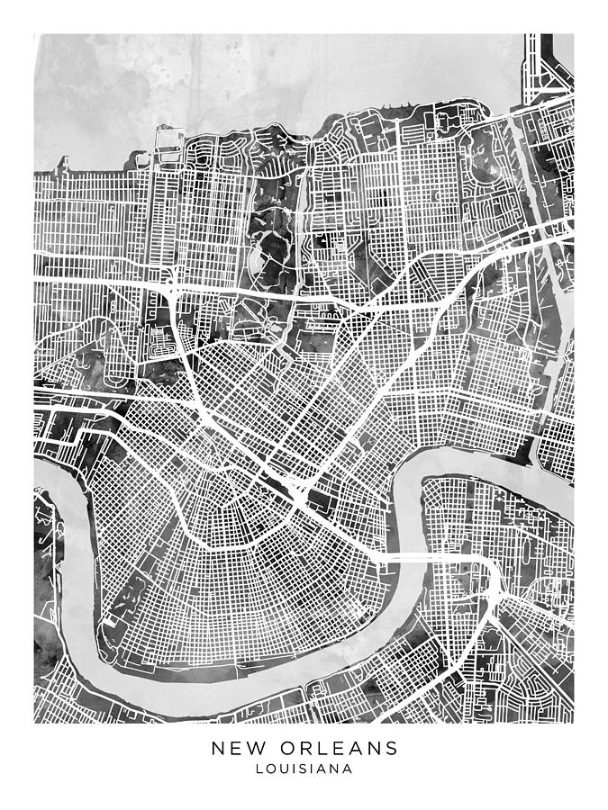 New Orleans Digital Art - New Orleans City Map #09 by Michael Tompsett