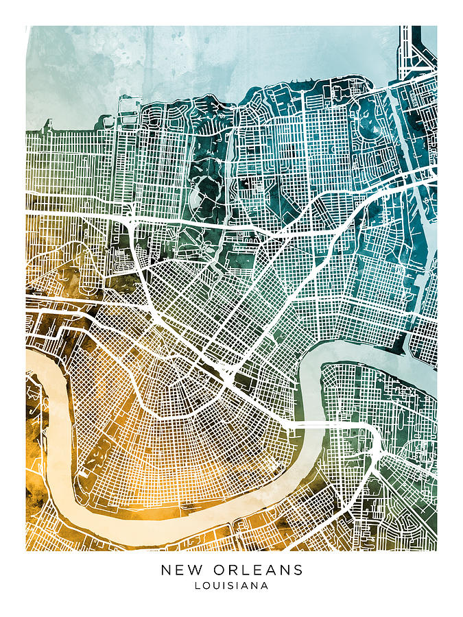 New Orleans Digital Art - New Orleans City Map #11 by Michael Tompsett